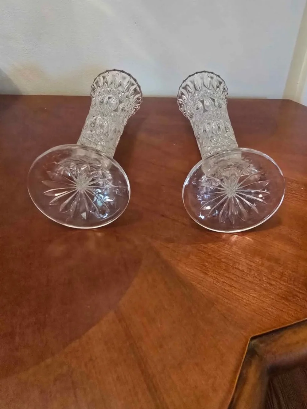 Pair of Vintage Cut Crystal Bud Vases